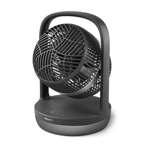 Philips Tischventilator Serie 3000, leise mit SilentWings-Technologie, tragbar, Neigung 180°, Timer, schwarz