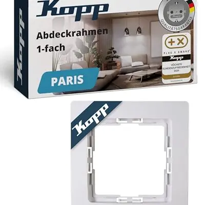 Kopp PARIS Abdeckrahmen in Arktis-Weiß - Stilvoller Rahmen für Steckdosen & Schalter