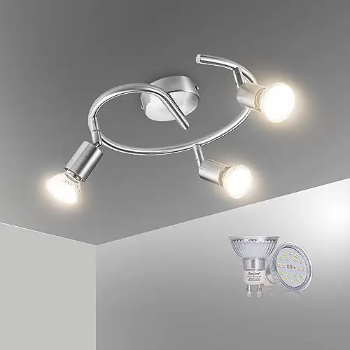 Bojim 3-Flammiger Deckenstrahler, Schwenkbare LED Deckenleuchte in Mattes Nickel, inkl. 3 x 6W GU10 Leuchtmittel