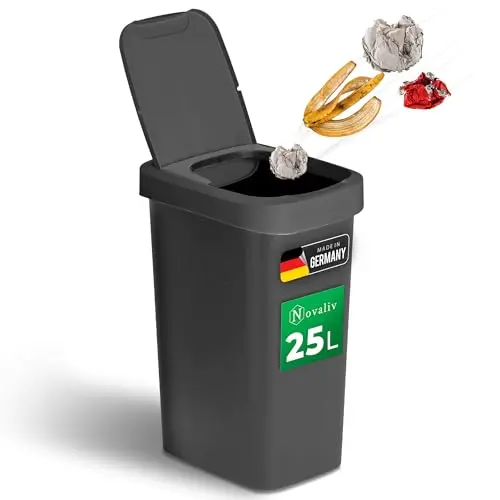 Novaliv 25L Mülleimer mit 2-in-1 Deckel – geruchsdicht, für Küche, Haushalt & Büro