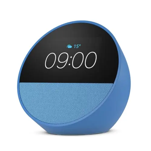 Amazon Echo Spot, smarter Wecker mit Alexa, Blau, mit sattem Klang, neueste Generation