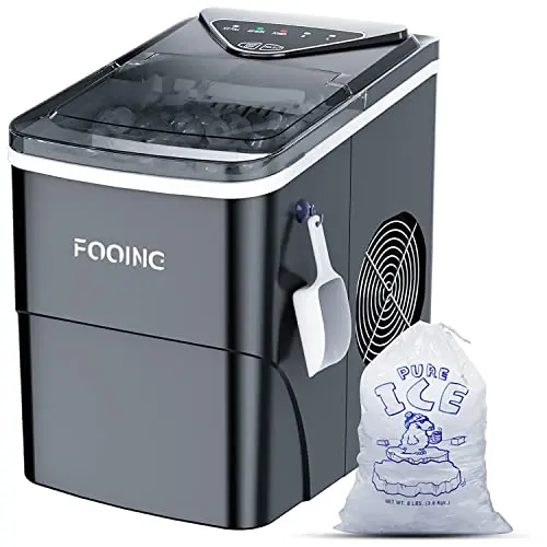 Eiswürfelmaschine mit Selbstreinigungsfunktion, 15 kg/24h, 9 Eiswürfel in 6 Minuten, geräuscharm, ideal für Zuhause und Büros