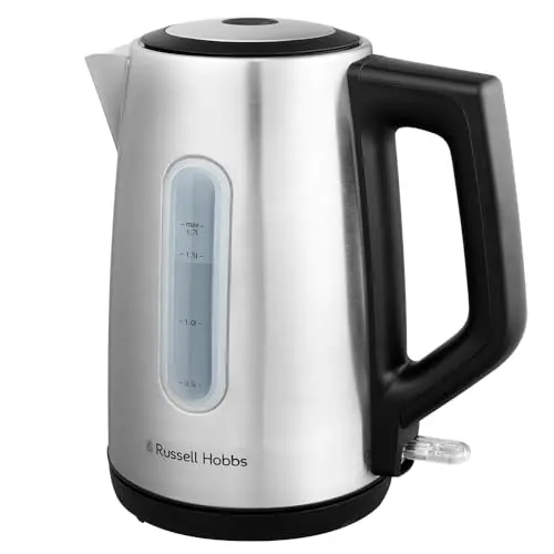 Russell Hobbs Wasserkocher 1,7l Edelstahl mit Perfect-Pour-Ausgusstülle und blau leuchtender Anzeige, Heaton 27380-70
