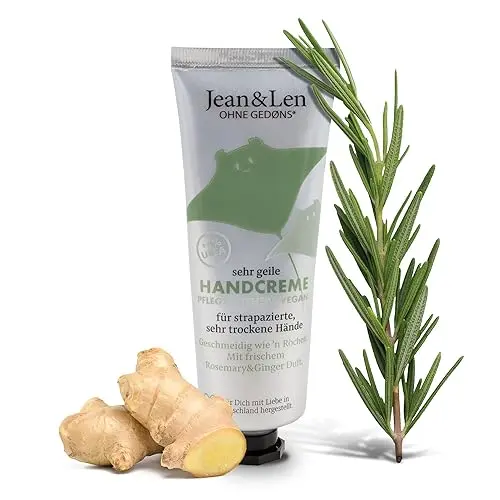 Jean & Len Handcreme Rosemary & Ginger, 75 ml - Intensive Pflege für trockene Hände, ohne Parabene und Silikone