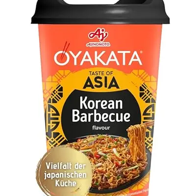 OYAKATA Instant-Nudelbecher Korean BBQ – 93 g mit koreanischem Grillgeschmack & Sojasoße, Fertigmahlzeit in 3 Minuten, perfekt für unterwegs & Zuhause