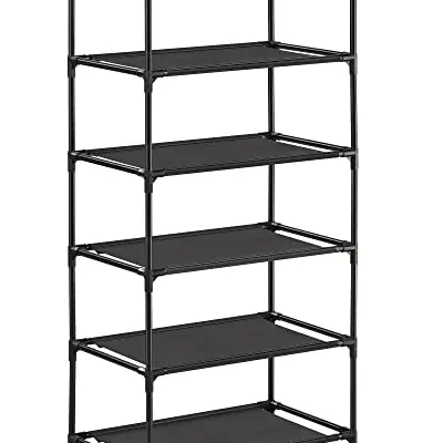 SONGMICS Schuhregal, 5 Ebenen, schmal, für Flur oder Schlafzimmer, schwarz