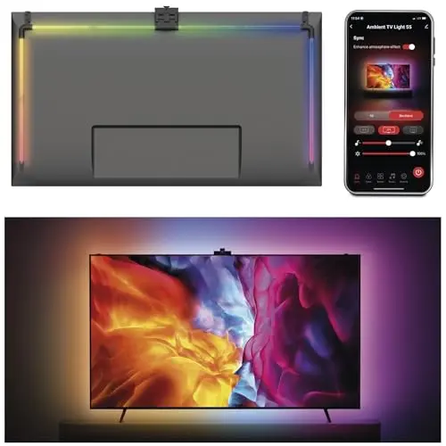 EMOS Smarte TV Hintergrundbeleuchtung für 55“ TV - RGBIC LED Light Tubes mit Kamera, WiFi, Appsteuerung und Sprachassistenten