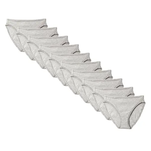 Amazon Essentials Damen Baumwoll-Unterhosen, 10er Pack, Hochgeschnitt, Mittelgrau Meliert, Größe 42