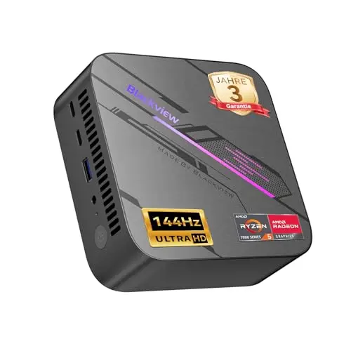Blackview MP100 Mini PC - AMD Ryzen 7430U, 16GB RAM, 512GB SSD, 4K 144Hz, Win11 Pro, Wi-Fi 6