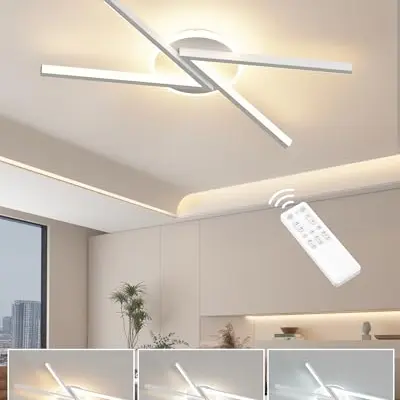 SUZNIU Moderne LED Deckenleuchte, 56cm dimmbar mit Fernbedienung für Wohn- und Schlafzimmer, Küche, Büro