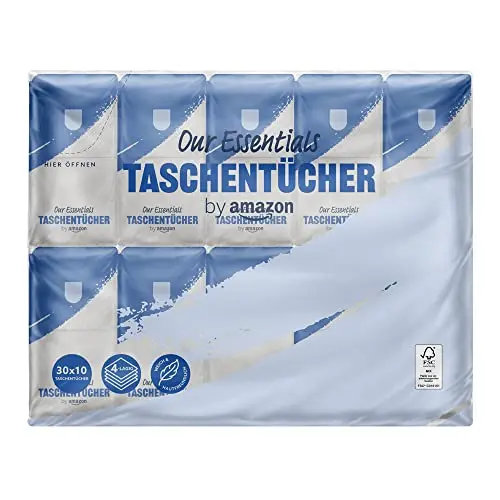Amazon Taschentücher 4-lagig, 300 Stück (30 Packungen)