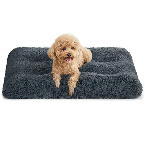 Feandrea Hundebett, Flauschiges Hundekissen, 80 x 50 cm, dunkelgrau