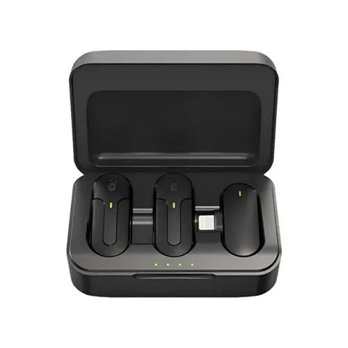 Kabelloses Mini-Lavaliermikrofon 2er-Pack mit Ladehülle, ideal für iPhones und Videoaufnahmen, 70ft Reichweite