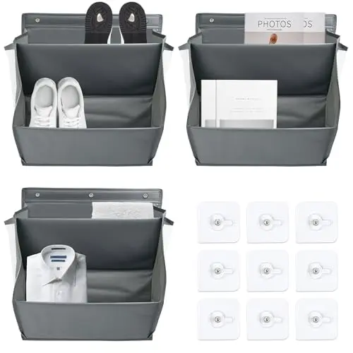 Zuxbolf Schuhregal für Wohnmobile - Hängender Schuhorganizer aus Oxford Stoff mit 3 Taschen (Grau)