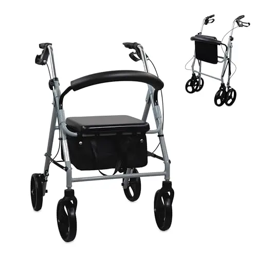 Mobiclinic Rollator Sofia, klappbar, mit Sitz und Stoffkorb, grau