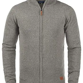 Herren Cardigan mit Stehkragen und Reißverschluss, Baumwollmischung, Größe: 3XL, Farbe: Zink Mix