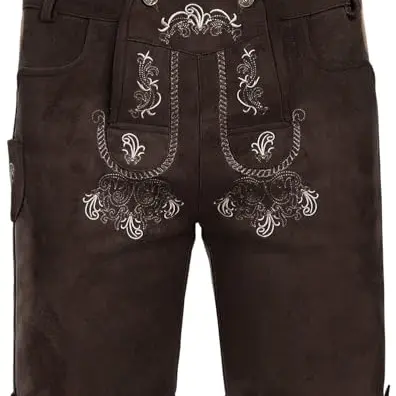 AMZHOTER Trachtenhose Kurz Mann Braun für Oktoberfest mit Hosenträger Größe 54