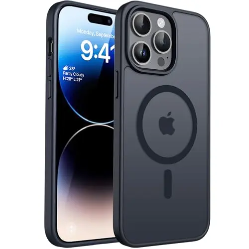 CACOE iPhone 14 Pro Hülle mit Kameraschutz, MagSafe-kompatibel, stoßfest und kratzfest, transluzente Handyhülle