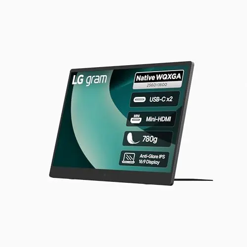 LG gram +View 17 Zoll Portable Monitor, IPS, USB-C & Mini-HDMI, Silber