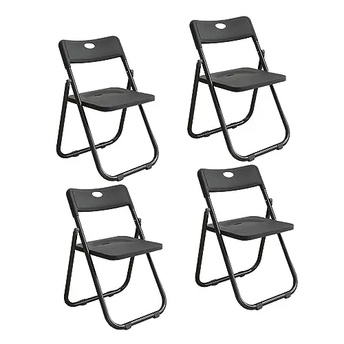 LeChamp Klappstühle, 4er Set, für Innen- und Außenbereich, ideal für Büro, Hochzeit und Partys, Schwarz