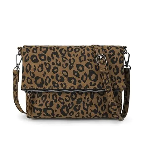 Gladdon Umhängetasche Damen – Kleine Leder Schultertasche mit Reißverschluss