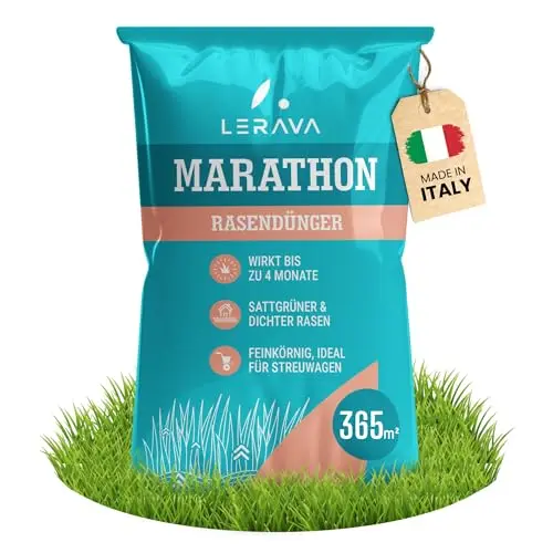 LERAVA® Rasenlangzeitdünger für dichten, vitalen Rasen – 365 m² – Langzeitwirkung bis zu 3 Monate