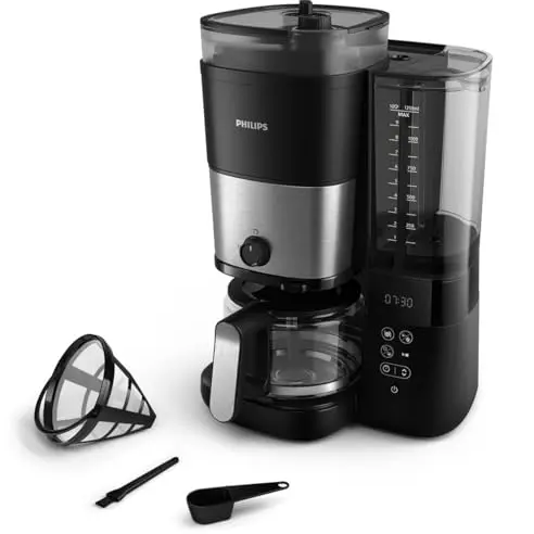 Philips All-in-1 Filterkaffeemaschine - frisch gemahlener Kaffee mit Duo-Bohnenbehälter und 1,25-L-Glaskanne
