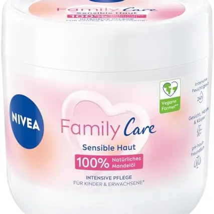 NIVEA Creme Family Care (450 ml) – Feuchtigkeitscreme mit Mandelöl für 24h Hautschutz