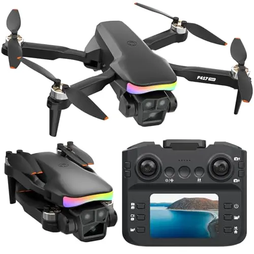 Fakjank F417PRO Drohne mit Kamera, 1080P, für Kinder & Erwachsene, LED, Headless, 3D-Flip, inkl. Koffer