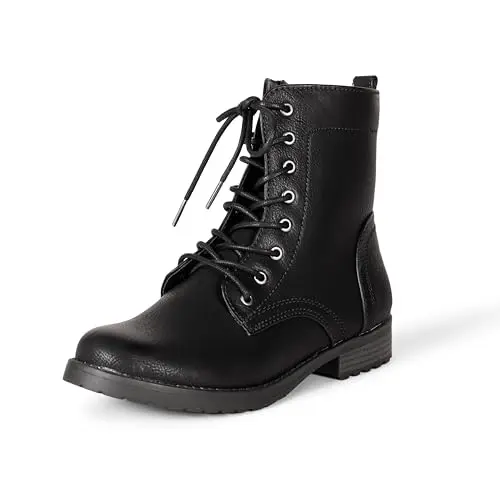 Amazon Essentials Damen Combat Boots mit Schnürung, Schwarz, Größe 40