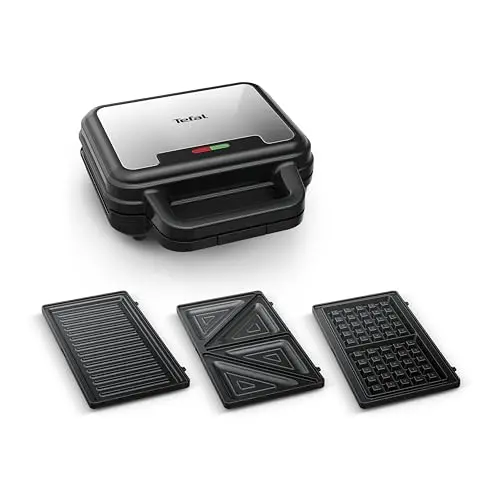 Tefal Ultracompact 3-in-1 Sandwich- und Waffel-Maker, Edelstahl/Schwarz
