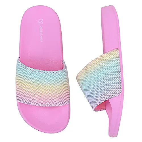 Regenbogen Badelatschen für Kinder - Rutschfeste Dusch- und Strand-Sandalen (36/37 EU)