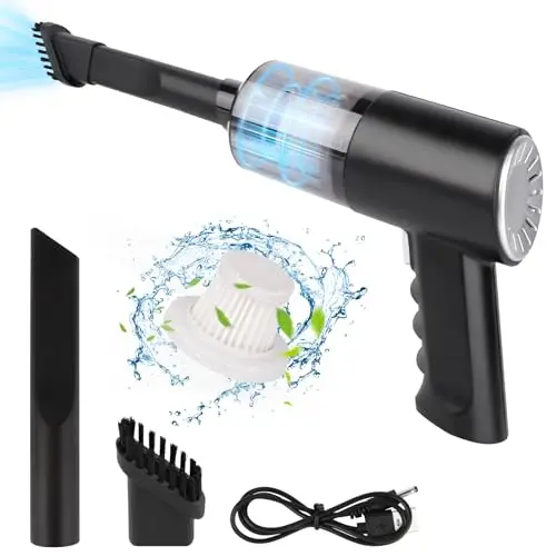 KEWUZY Kabelloser Handstaubsauger, tragbar und leicht, ideal für Auto, Büro und Haushalt, 2 in 1 mit Gebläse