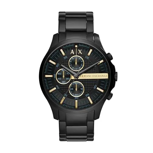 Armani Exchange Herren Chronograph Uhr, 46mm Gehäuse, Edelstahl, Leder oder Silikonarmband
