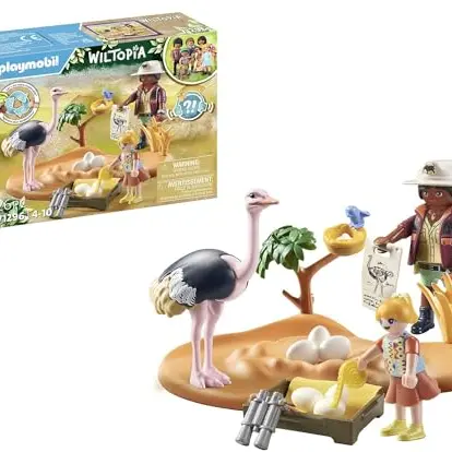 PLAYMOBIL Wiltopia 71296 Zu Gast bei Papa Strauß – nachhaltiges Spielzeug für Kinder ab 4 Jahren