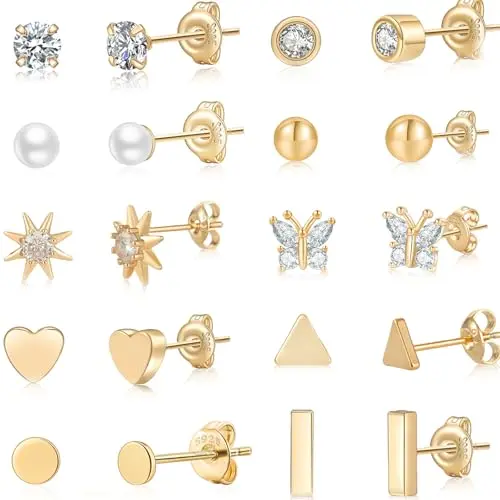 VEEDOFA Gold Ohrring Set - Silber 925 Ohrstecker