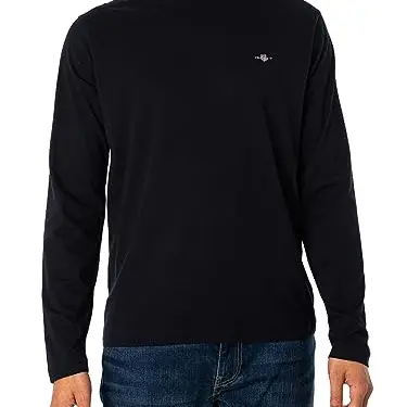 Gant Herren Reg Shield Langarm T-Shirt, Schwarz, Größe M