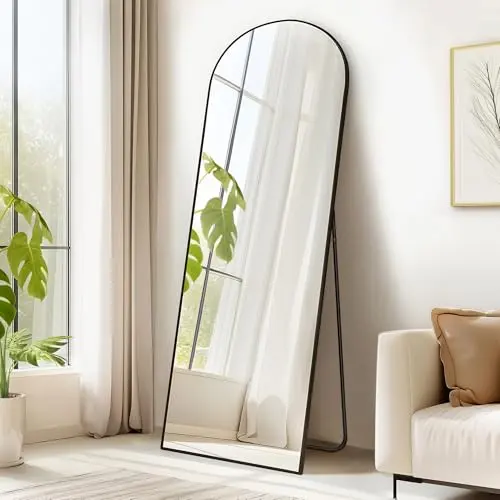SONGMICS Ganzkörperspiegel, 160 x 50 cm, gewölbter Standspiegel, Rahmen in Schwarz