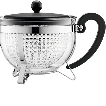 Bodum Chambord Teekanne 1,5 L mit farbigem Deckel und transparentem Filter, schwarz