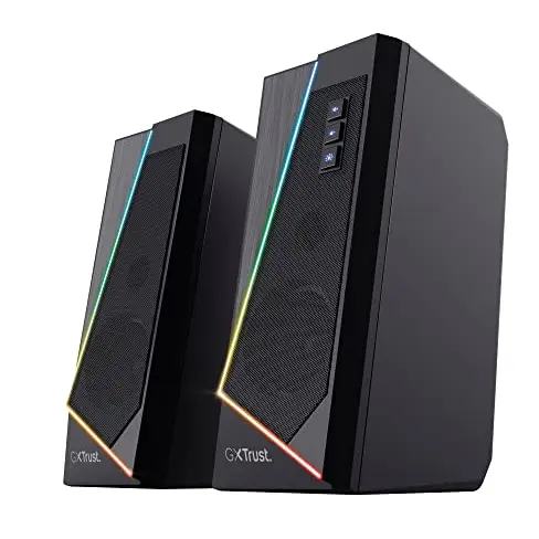 Trust Gaming Lautsprecher GXT 609 Zoxa - PC Boxen mit RGB Beleuchtung, USB-Stromversorgung, 12W, Schwarz