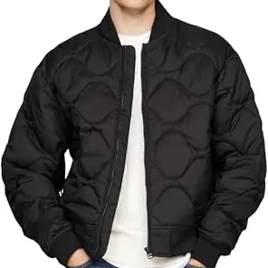 Tommy Hilfiger Herren Steppjacke Bomber Übergangsjacke, Schwarz, Größe L