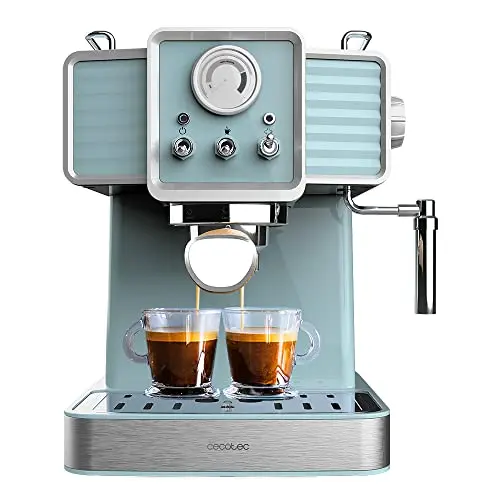 Cecotec Express-Kaffeemaschine Power Espresso Light Blue, 1350 W, 20 Bar, Thermoblock, Dampfdüse, Vintage-Design