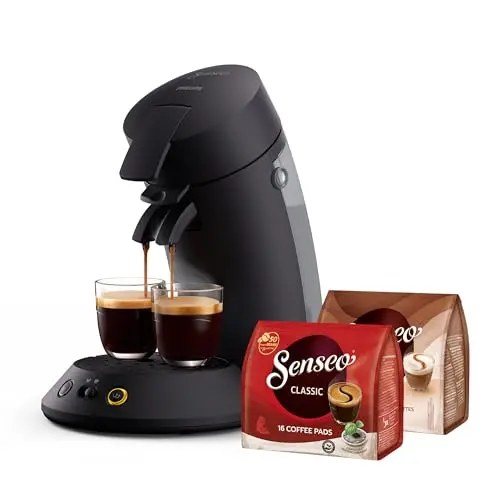 Philips SENSEO Original Plus – Kaffeestärkewahl, 2 Tassen, 0,7L Tank, inklusive 2 Packungen Pads