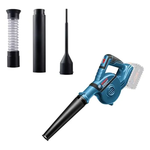 Bosch Professional 18V Akku Gebläse GBL 18V-120 mit 4 Aufsätzen und Staubauffangbehälter (ohne Akku/Ladegerät)
