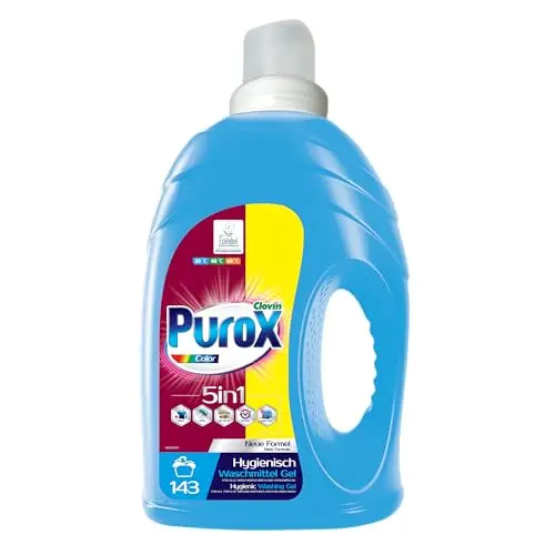 PUROX COLOR Gel (143 Waschladungen) – Waschmittel für farbige Textilien, umweltfreundlich, 4,3 l