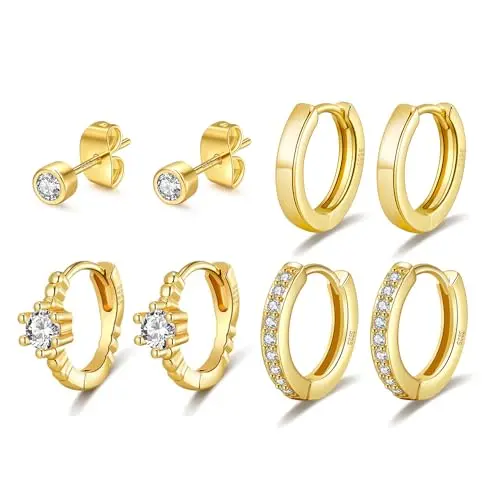 MOROTOLE 925 Silber Ohrringe Set für Damen - Hypoallergen & vergoldet - 3-5 Paare Creolen