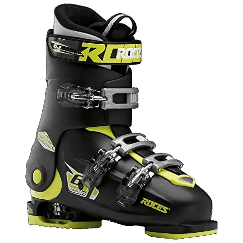 Roces Kinder Skischuhe Idea Free, verstellbar, Schwarz-Grün, Größe 36-40