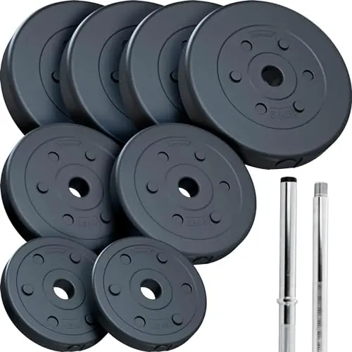 ScSPORTS® Verstellbares Langhantel Set 17.5-30 kg mit Federverschluss und Hantelscheiben (27.5 KG)