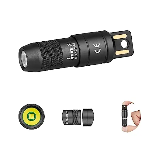 OLIGHT iMini 2 USB-Taschenlampe Schlüsselanhänger, 50LM, IPX6, ideal für Camping und Outdoor, Schwarz