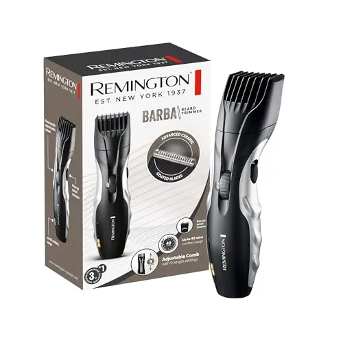 Remington Barttrimmer Herren, 9-Längen-Einstellung, Akku/Netz, LED, Langhaarschneider, MB320C